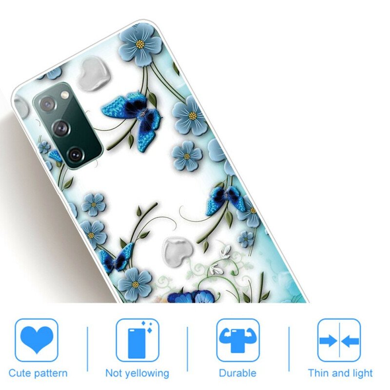 Skal Samsung Galaxy S20 FE Sömlös Retro Fjärilar Och Blommor