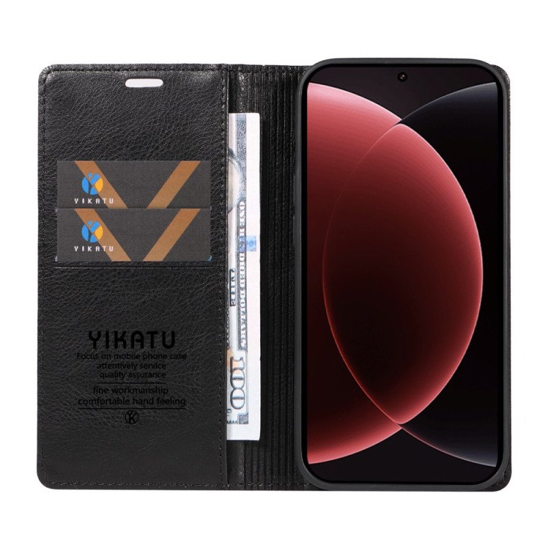 Folio-fodral Xiaomi 15 Ultra Yikatu Litchi-imitation Läder