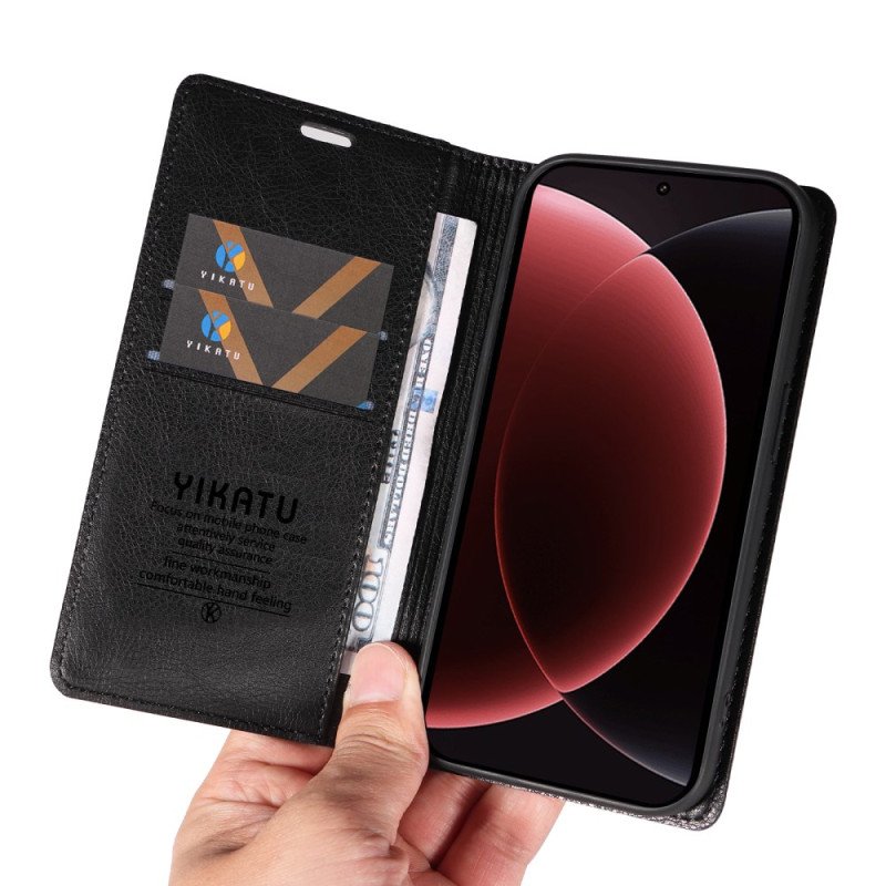 Folio-fodral Xiaomi 15 Ultra Yikatu Litchi-imitation Läder