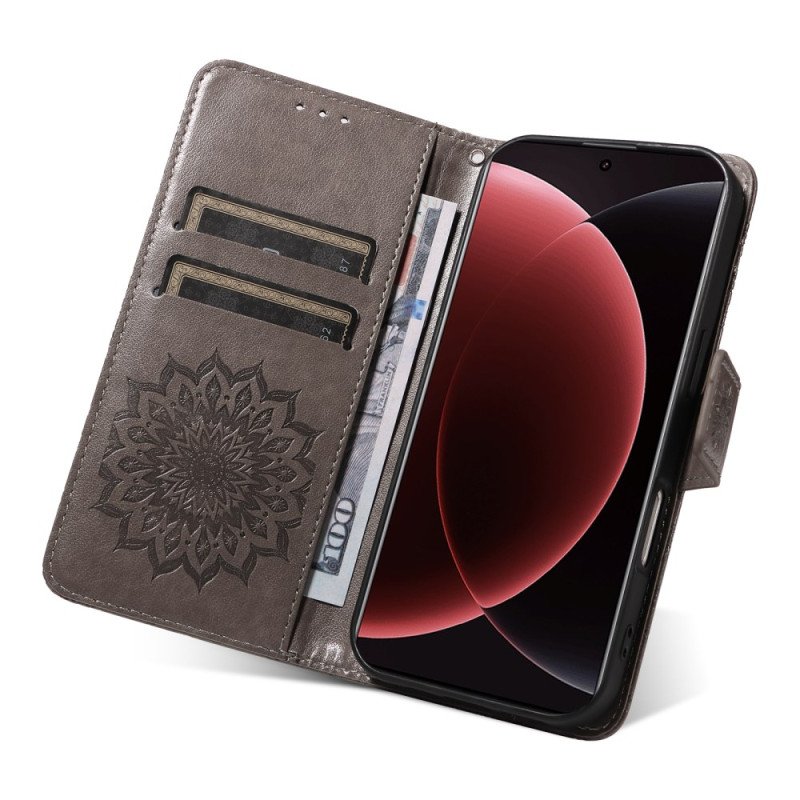 Läderfodral Xiaomi 15 Ultra Telefonfodral Solrosmönster