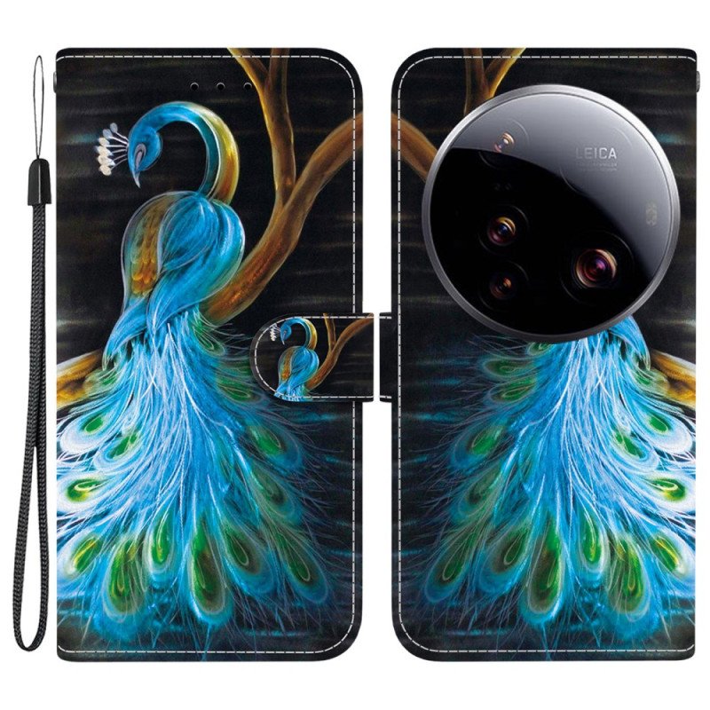 Läderskal Fodral Xiaomi 15 Ultra Påfågel