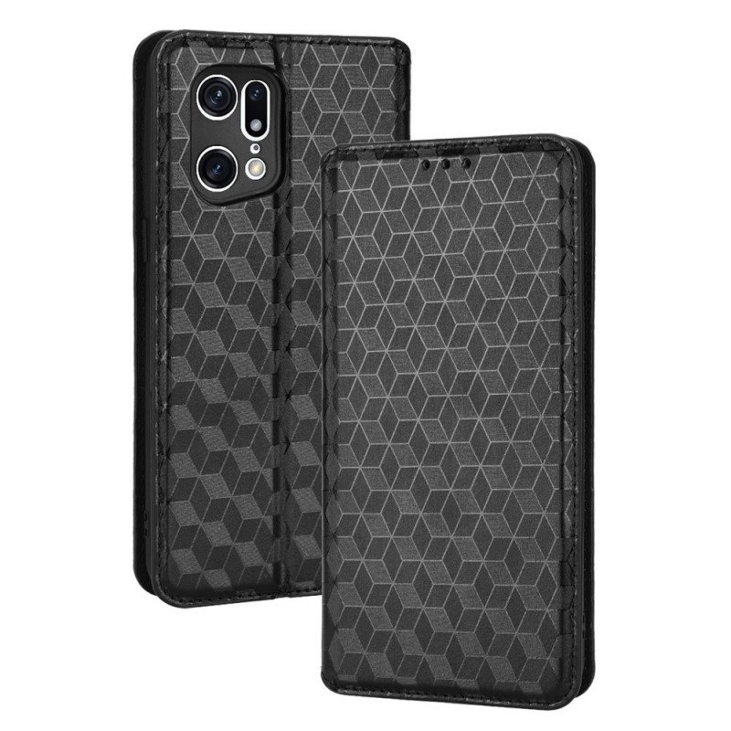 Folio-fodral Oppo Find X5 Pro Läderfodral 3d Diamantlädereffekt