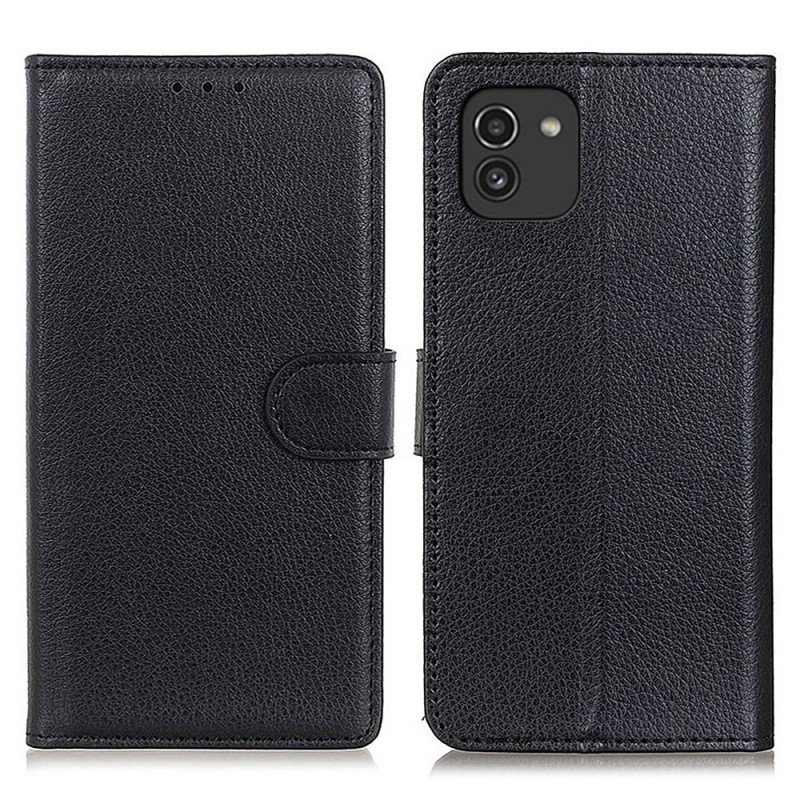Fodral Samsung Galaxy A03 Traditionellt Litchiläder