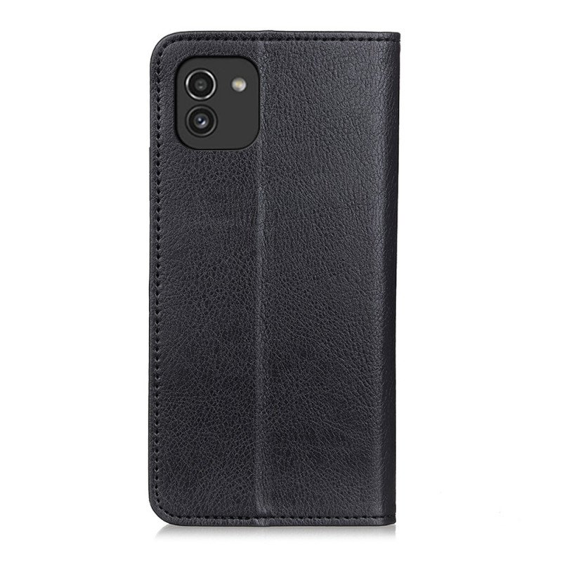 Folio-fodral Samsung Galaxy A03 Läderfodral Litchi Design Läder