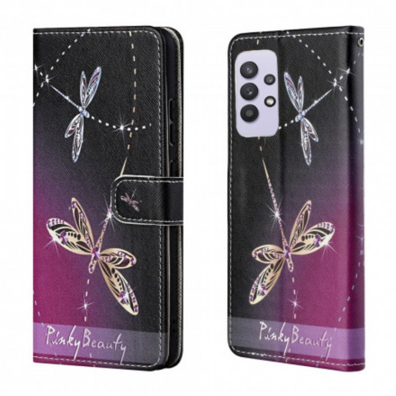 Fodral Samsung Galaxy A32 Med Kedjar Strappy Dragonflies