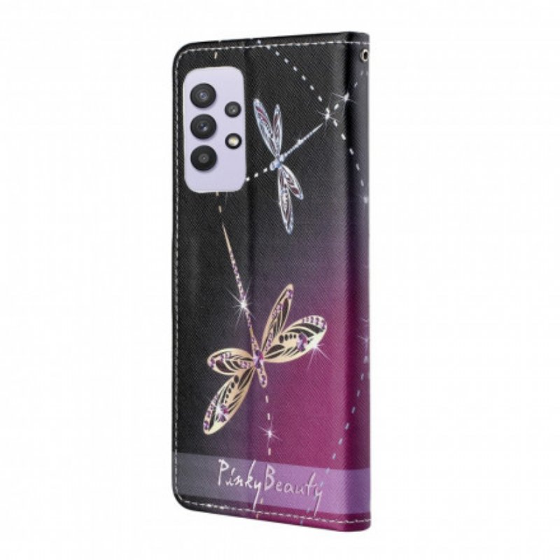 Fodral Samsung Galaxy A32 Med Kedjar Strappy Dragonflies