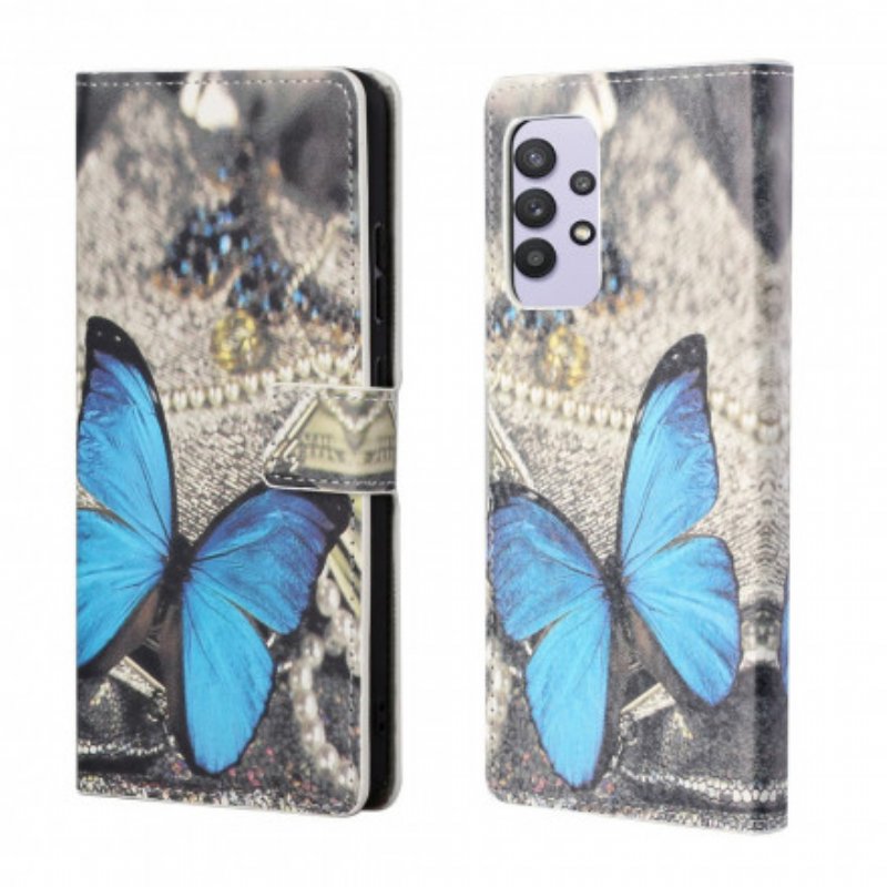 Folio-fodral Samsung Galaxy A32 Butterfly Prestige Blue