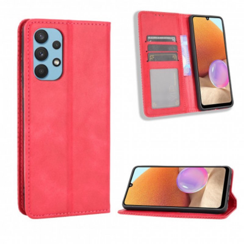 Folio-fodral Samsung Galaxy A32 Läderfodral Stiliserad Vintage Lädereffekt