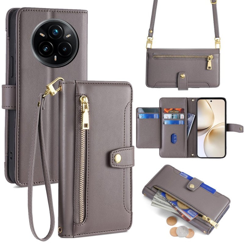 Fodral Realme 14 Pro Plus 5g Plånbok Med Rem Och Axelrem