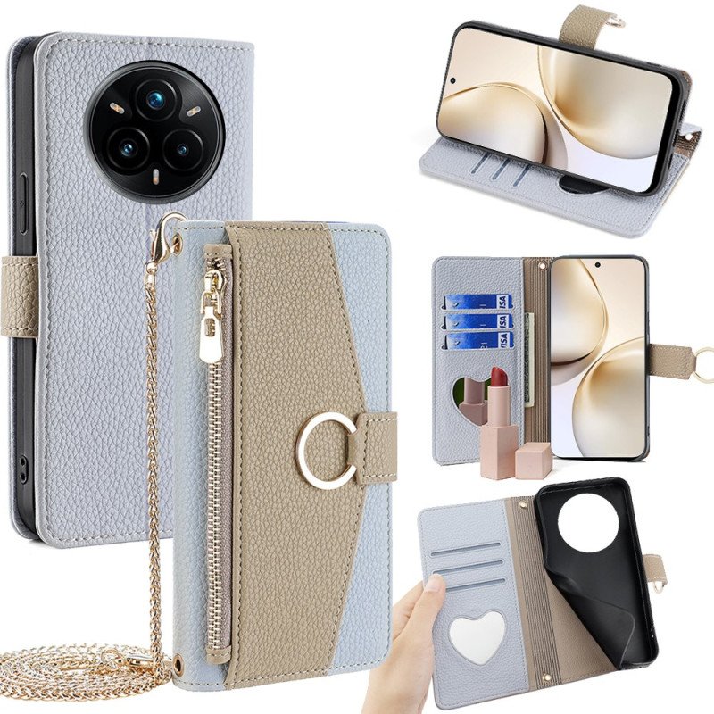 Fodral Realme 14 Pro Plus 5g Tvåfärgad Med Spegel Och Axelrem