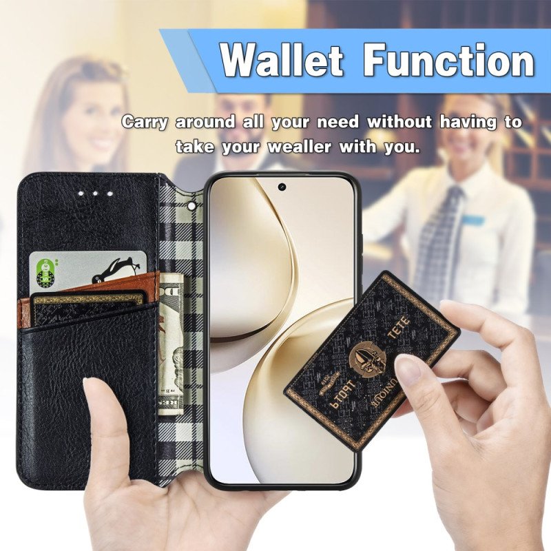 Folio-fodral Realme 14 Pro Plus 5g Vintage Mockaeffekt