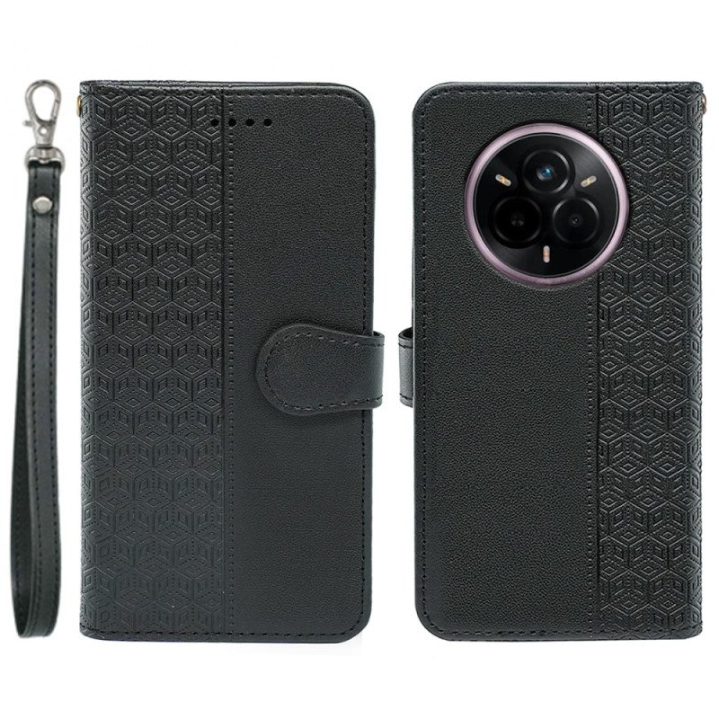 Läderfodral Realme 14 Pro Plus 5g Telefonfodral Kubiskt Mönsterrem
