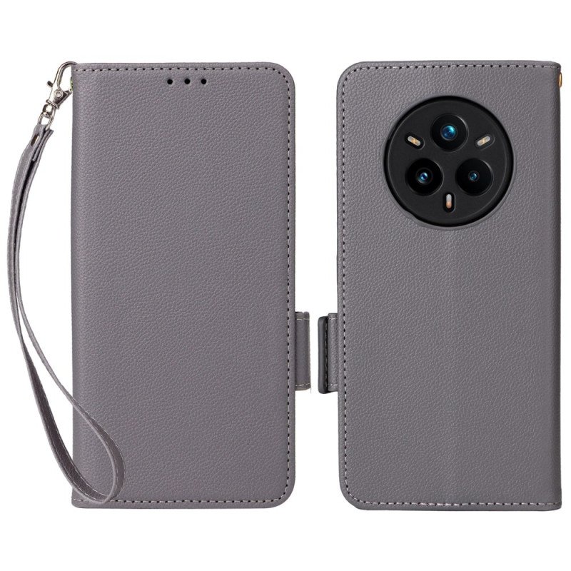 Läderskal Fodral Realme 14 Pro Plus 5g Litchi-konstläder Med Rem