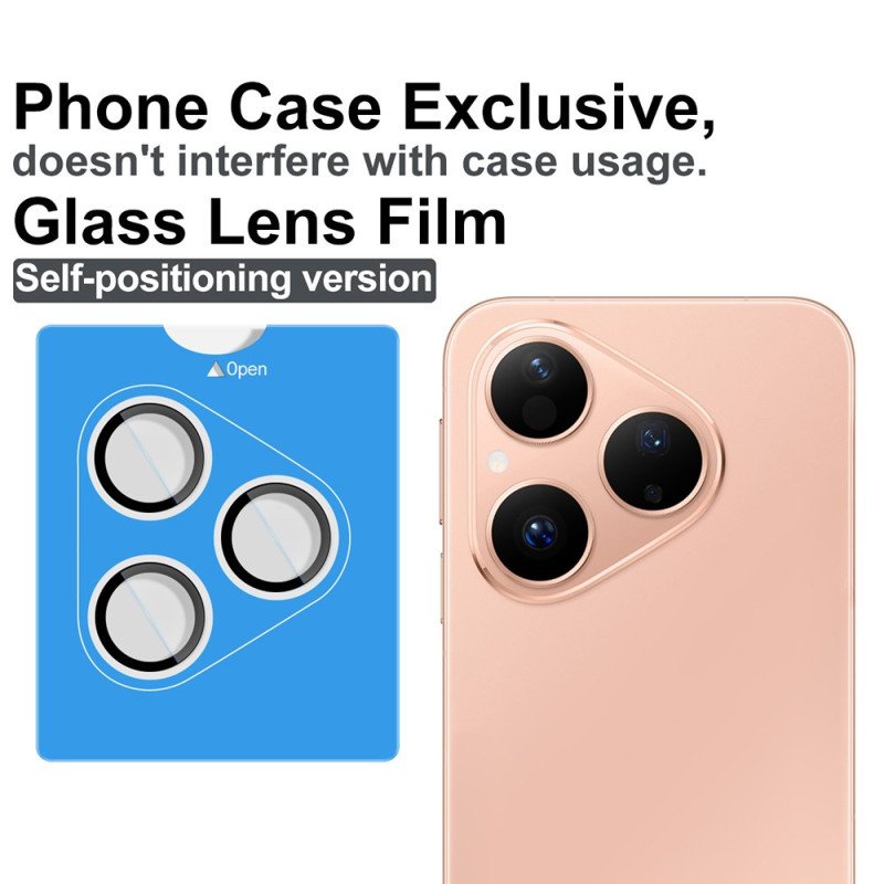 Linsskydd I Härdat Glas För Huawei Pura 80 Självpositionerande Ram (svarta Cirklar)