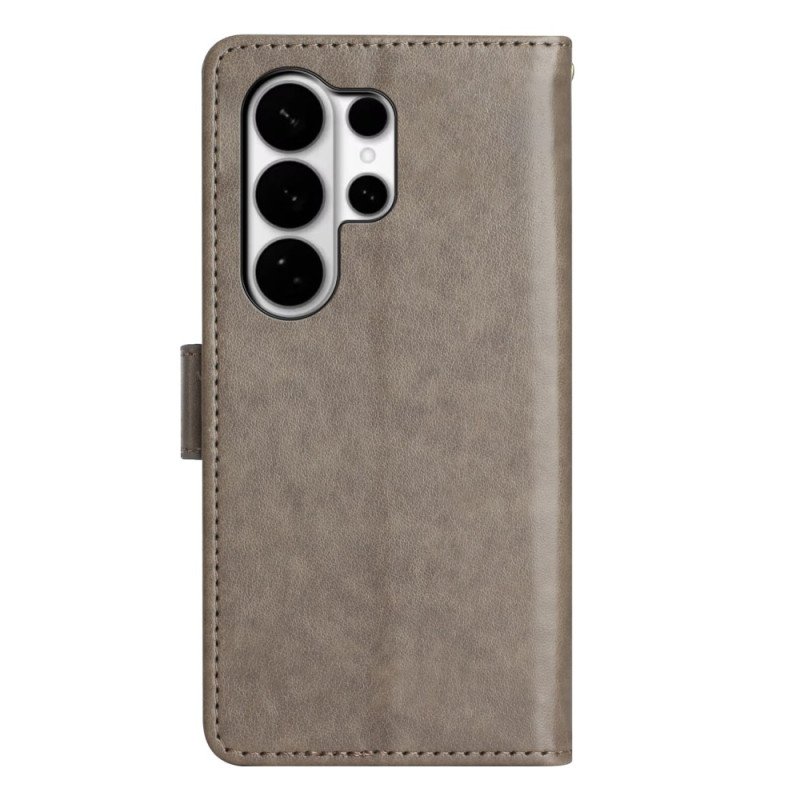 Läderfodral Samsung Galaxy S26 Ultra Telefonfodral Fjäril Och Blommor