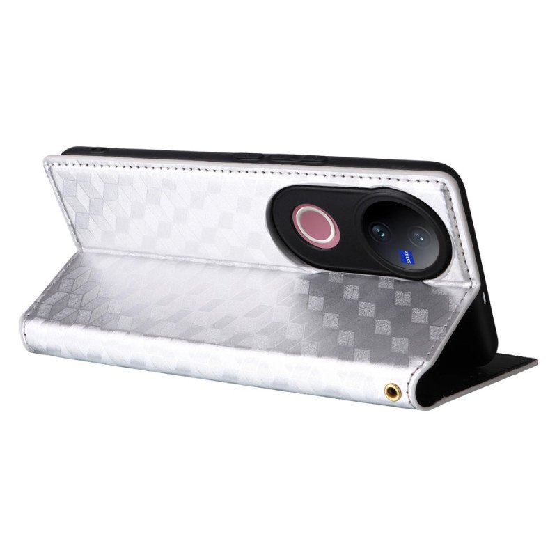 Folio-fodral Vivo V50 5g Med Tryckt Diamantmönster