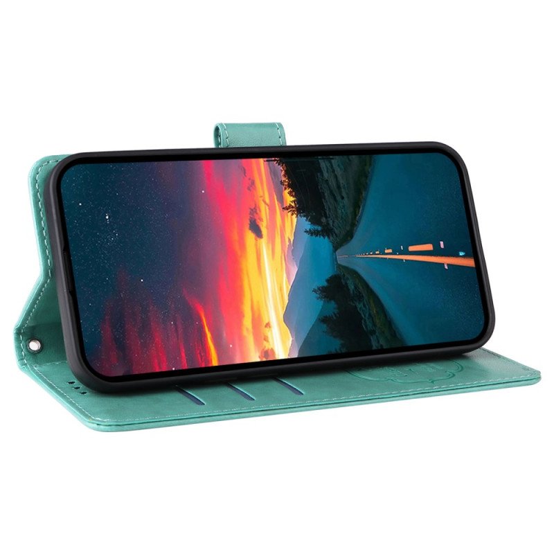 Läderfodral Vivo V50 5g Telefonfodral Blommigt Fjärilsmönster