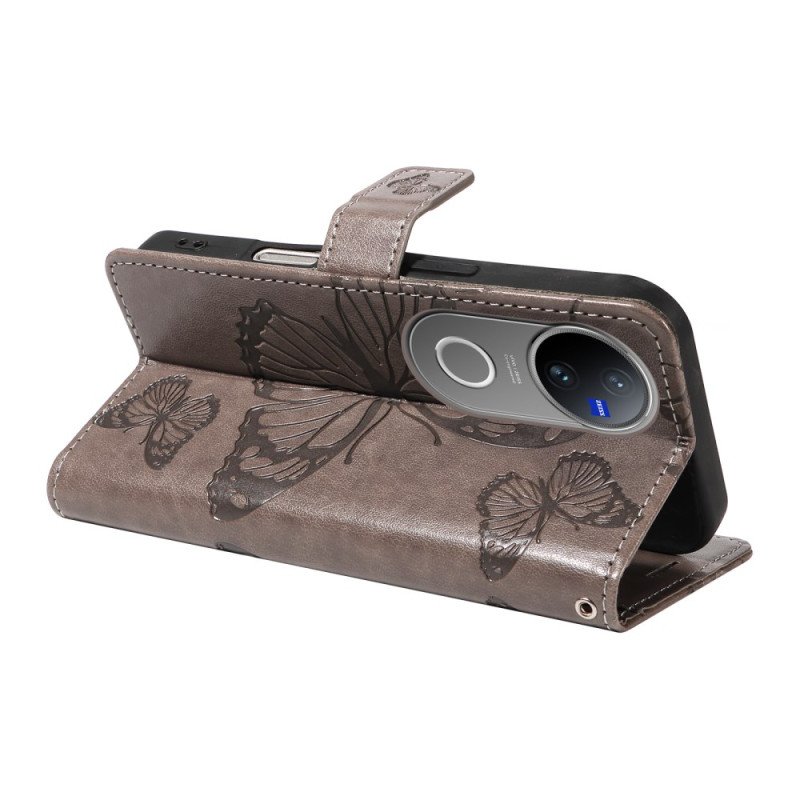 Läderfodral Vivo V50 5g Telefonfodral Jättefjärilar