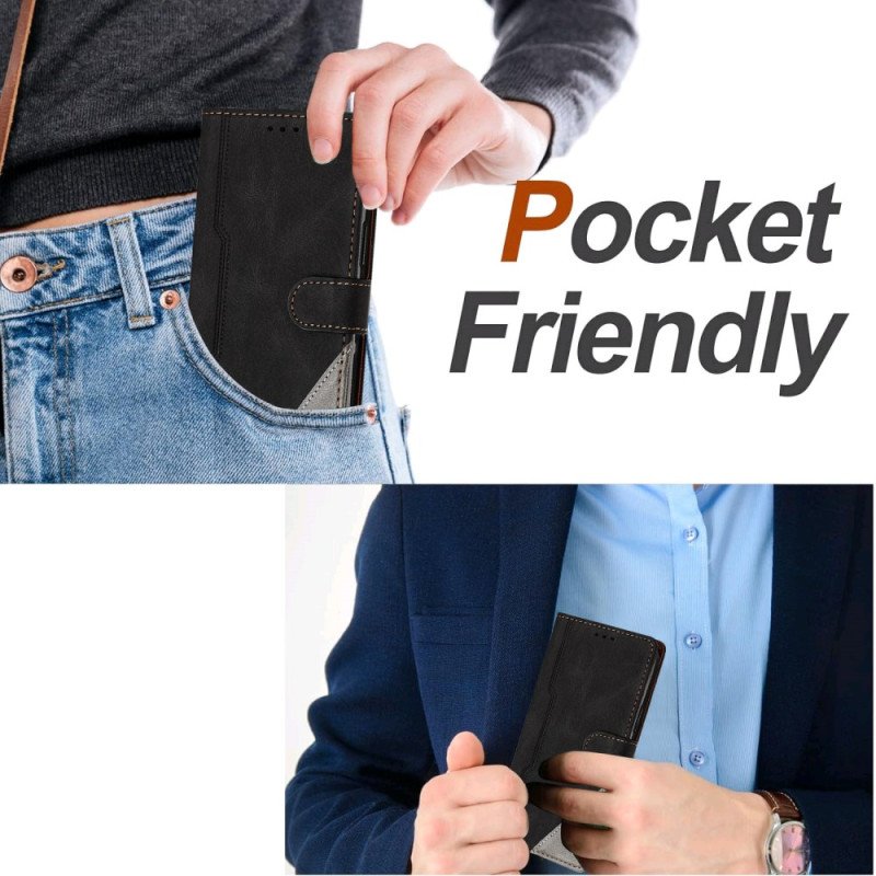 Läderskal Fodral Vivo V50 5g Tvåfärgat Mönster