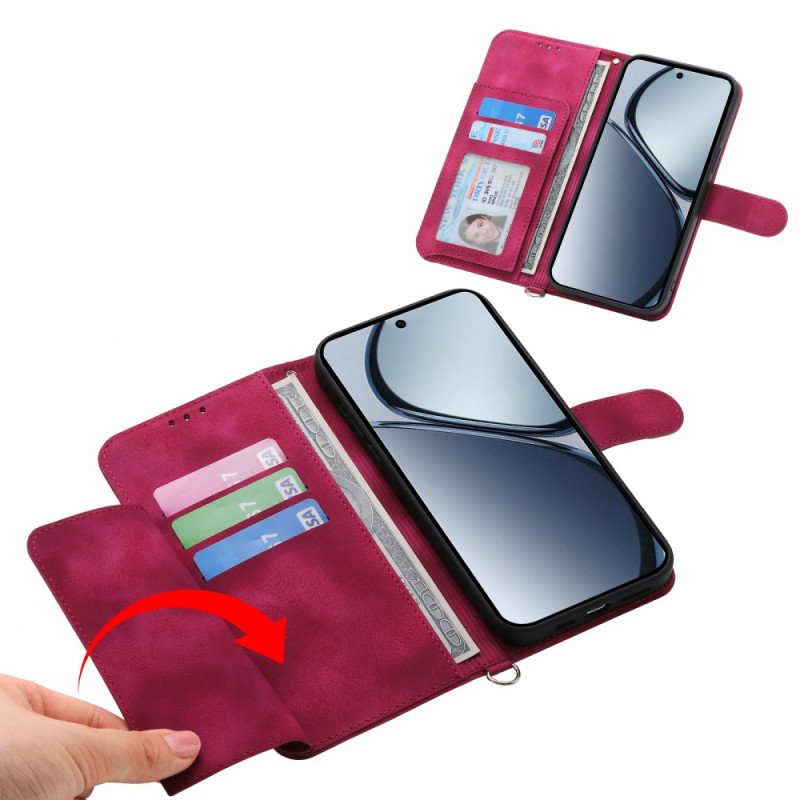 Fodral Realme C75 Mockaspetseffekt Med Rem Och Axelrem