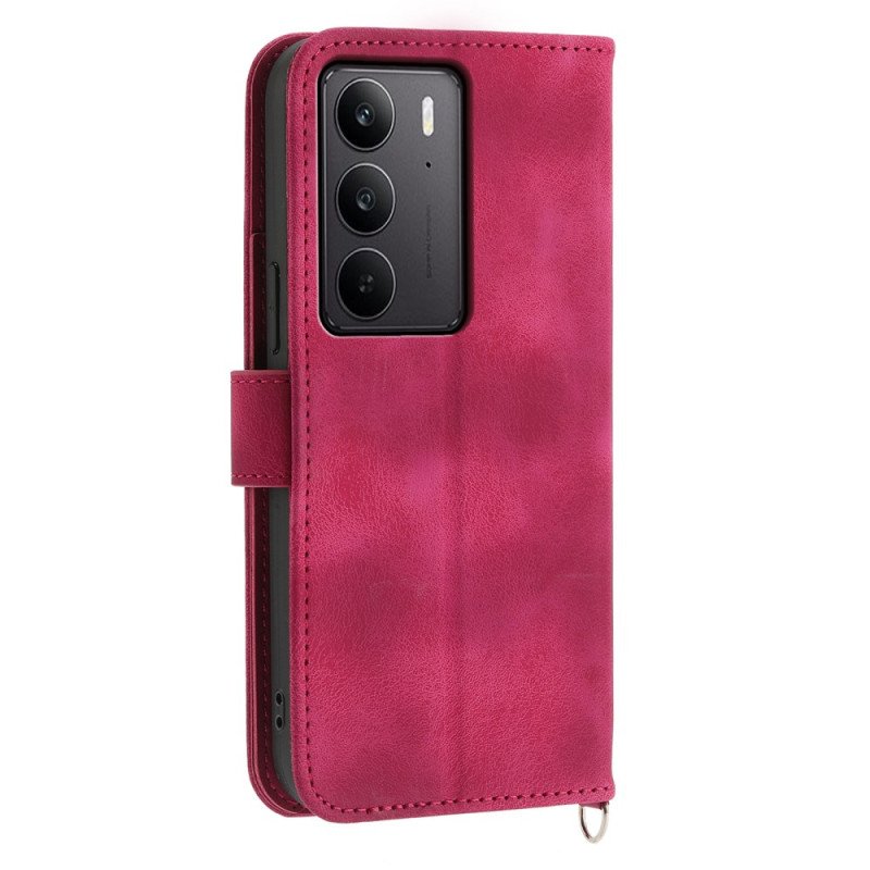 Fodral Realme C75 Mockaspetseffekt Med Rem Och Axelrem