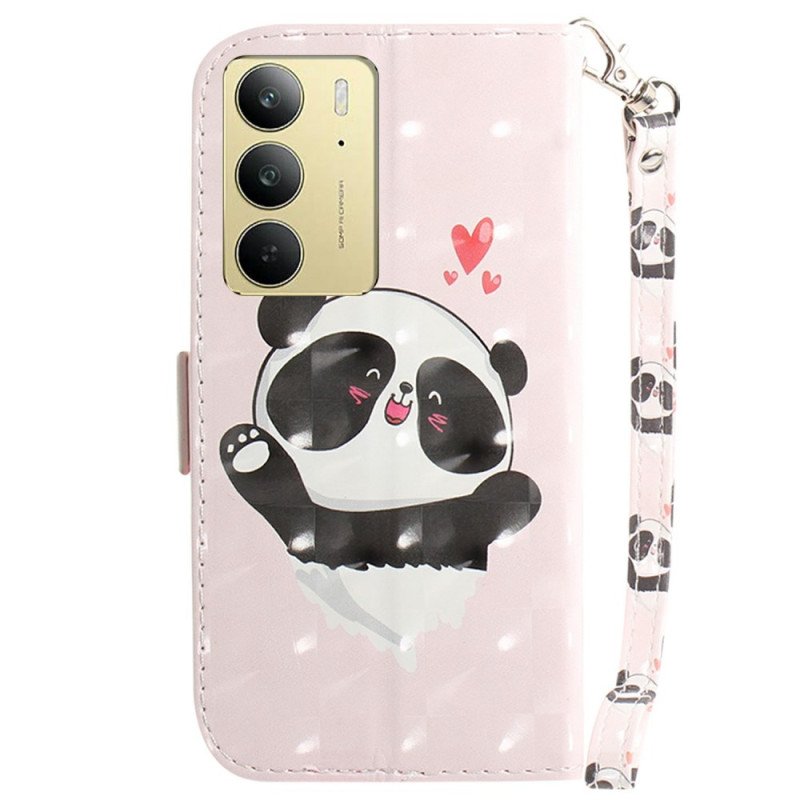 Läderfodral Realme C75 Telefonfodral Pandakärleksrem