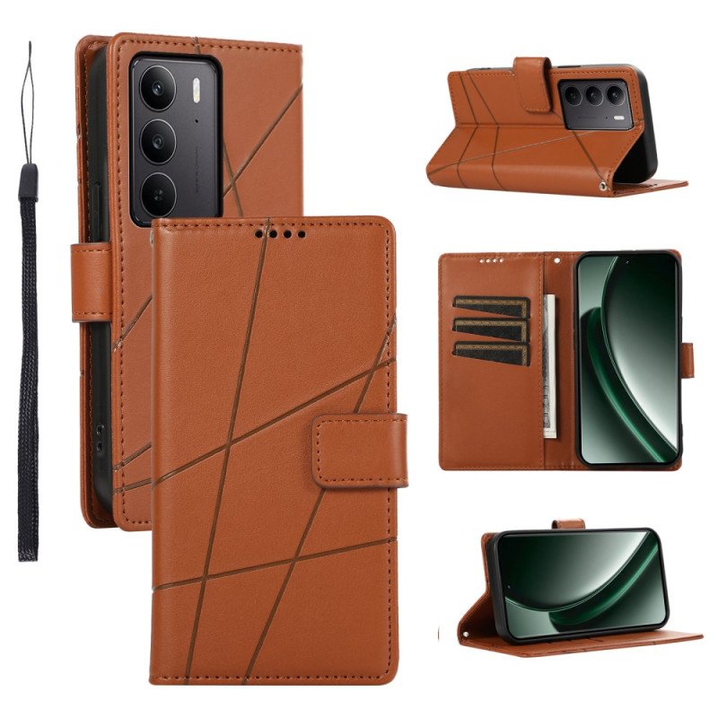 Läderskal Fodral Realme C75 Linjer