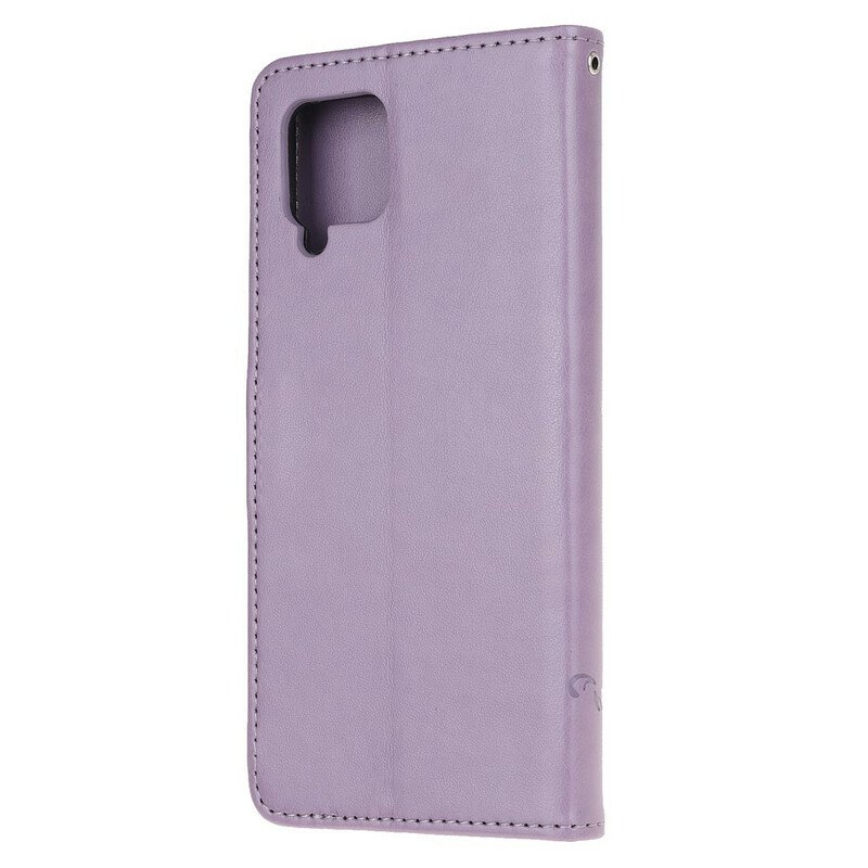 Fodral Samsung Galaxy A42 5G Med Kedjar Stringfjärilar Och Blommor