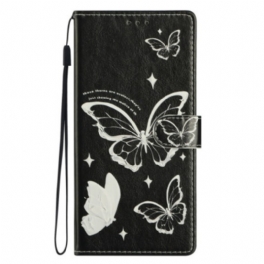 Fodral Oppo Reno 14 5g Svartvita Fjärilar