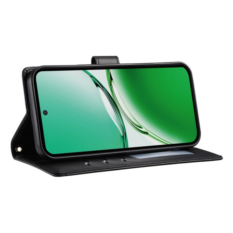 Läderskal Fodral Oppo Reno 14 5g Quiltad Stil Med Rem Och Axelrem