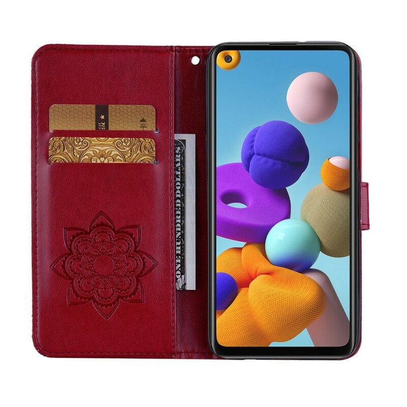 Fodral Samsung Galaxy A21s Uggla Mandala Och Lanyard