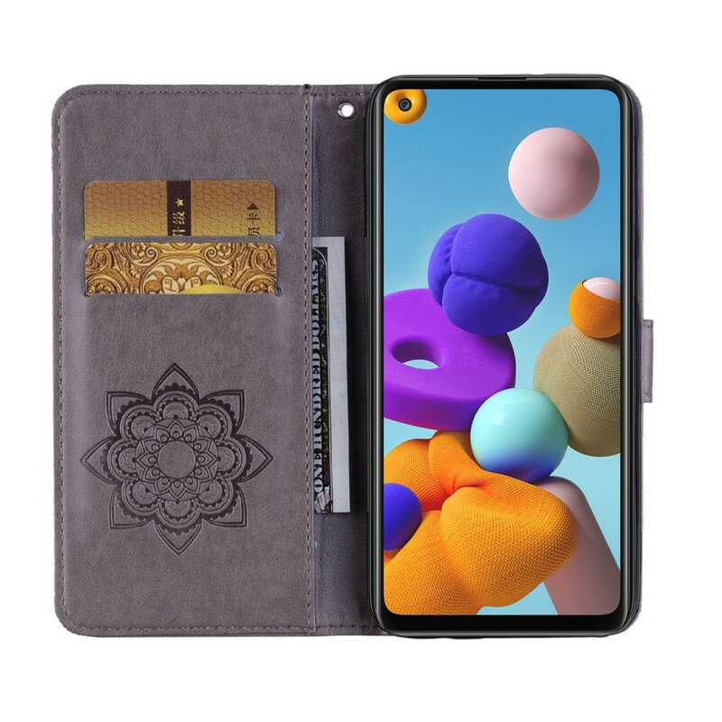 Folio-fodral Samsung Galaxy A21s Uggla Mandala Och Charm