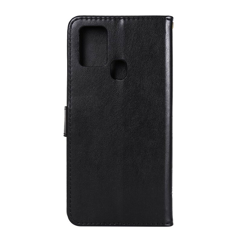 Läderfodral Samsung Galaxy A21s Fjärilar Och Blommor