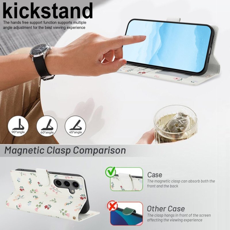 Fodral För Samsung Galaxy S26 Blommig Plånbok Med Snodd