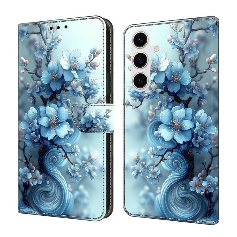 Fodral För Samsung Galaxy S26 Isblå Blommor