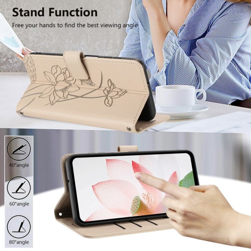 Fodral För Samsung Galaxy S26 Lotusmönster Med Rem