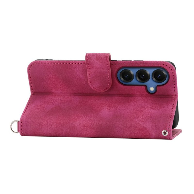 Fodral Samsung Galaxy S26 Blommönster Med Mockaeffekt Och Remmar