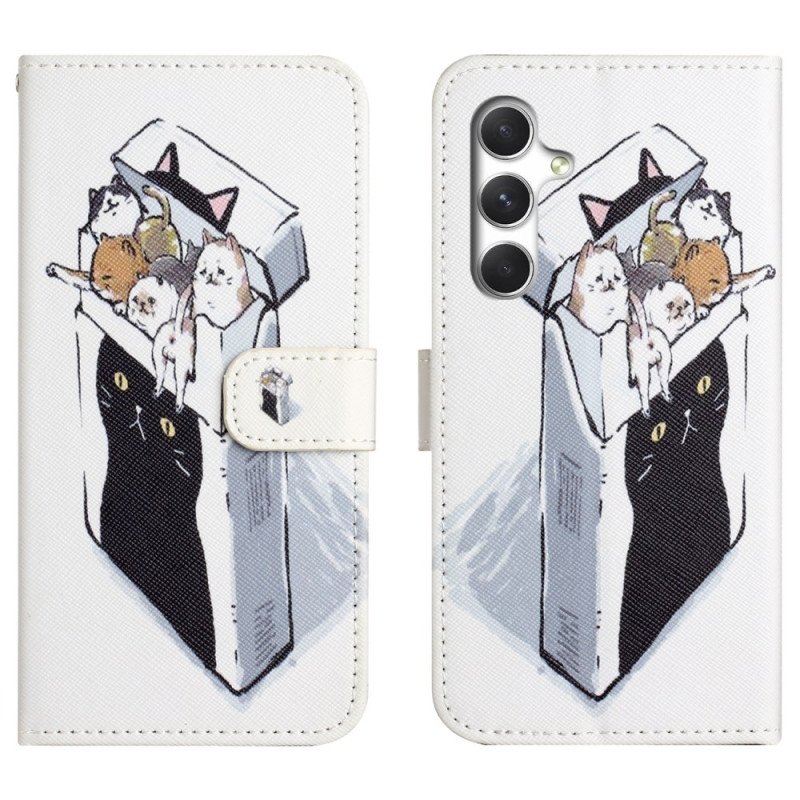 Läderfodral Samsung Galaxy S26 Telefonfodral Katter I En Låda