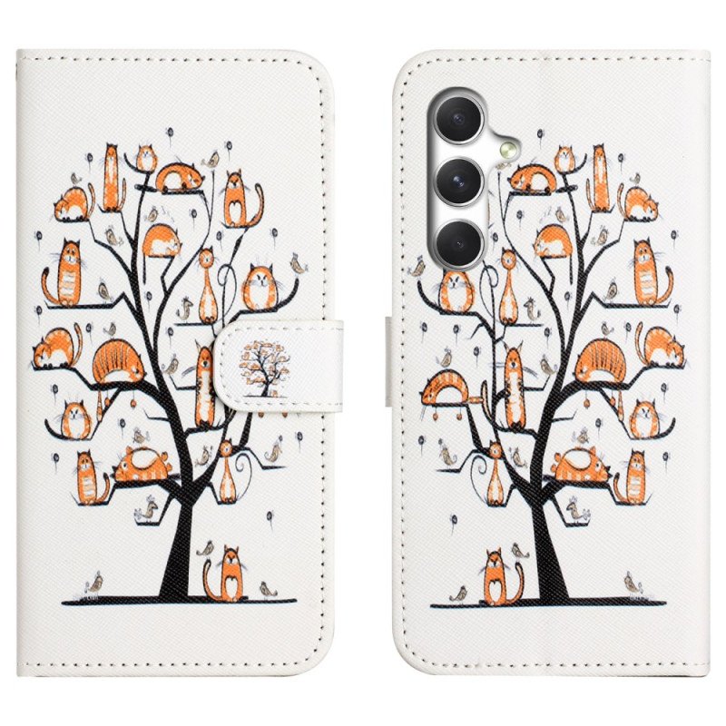 Läderskal Fodral Samsung Galaxy S26 Katter Och Träd