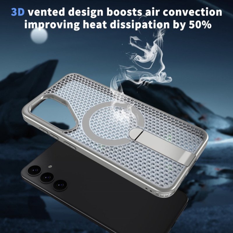 Skal Samsung Galaxy S26 Magnetisk Med Magnetiskt Stativ Och Stativ Med Rutmönster