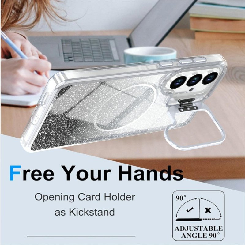 Skal Samsung Galaxy S26 Magnetisk Med Tonad Glitter Och Hopfällbart Stativ