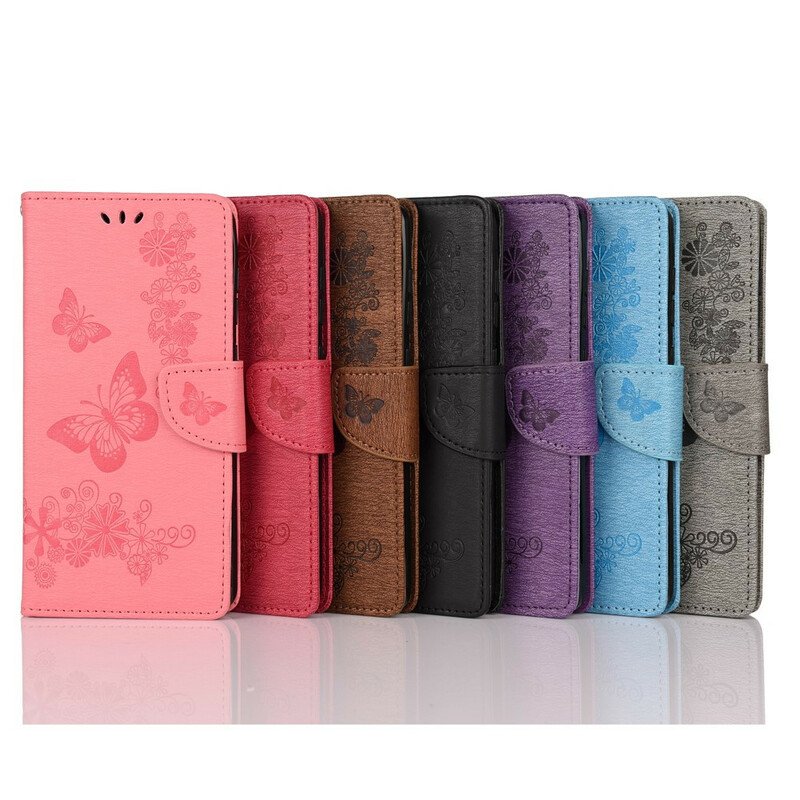 Folio-fodral Xiaomi Mi 10 Lite Endast Fjärilar Med Snöre