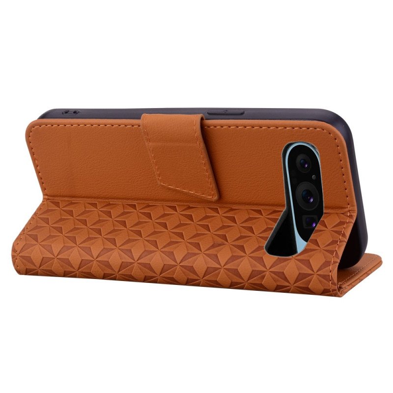 Läderfodral Google Pixel 10 / 10 Pro Telefonfodral Leende- Och Mönsterdiamanter