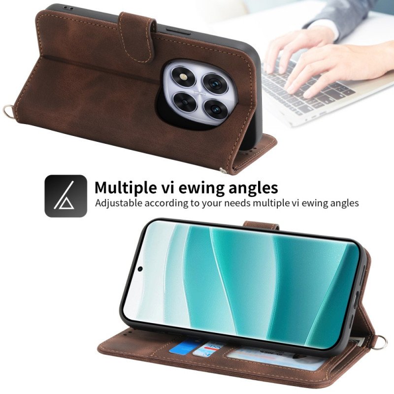 Fodral För Xiaomi Redmi Note 14 Pro 5g Spetsmönster Med Rem Och Axelrem