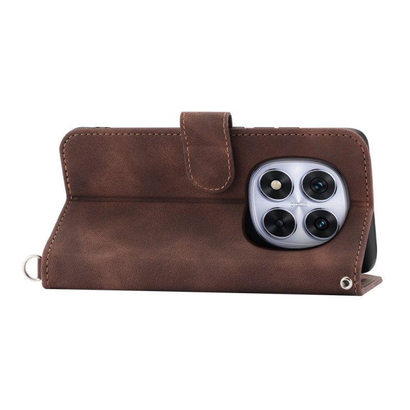 Fodral För Xiaomi Redmi Note 14 Pro 5g Spetsmönster Med Rem Och Axelrem