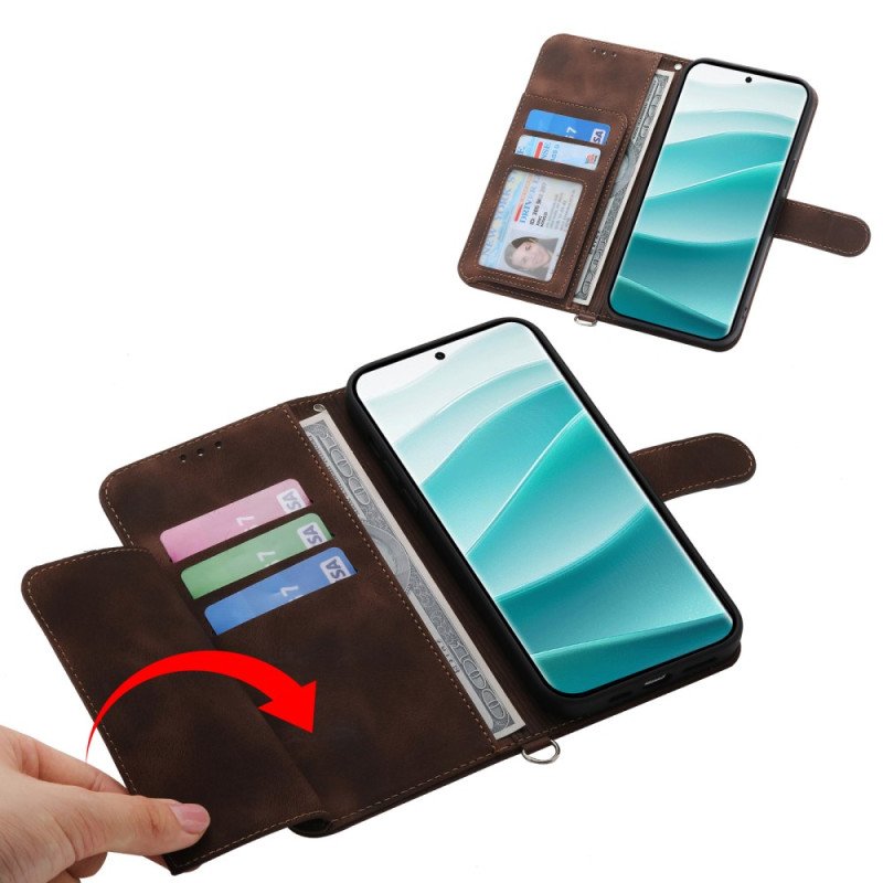 Fodral För Xiaomi Redmi Note 14 Pro 5g Spetsmönster Med Rem Och Axelrem