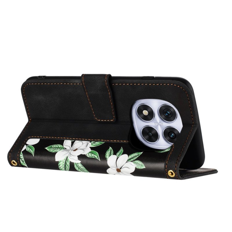 Fodral Xiaomi Redmi Note 14 Pro 5g Blommönster Med Rem