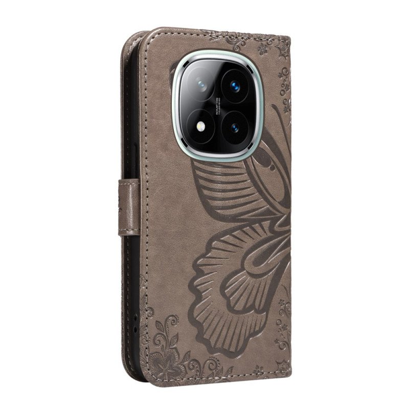 Läderfodral Xiaomi Redmi Note 14 Pro 5g Telefonfodral Grafisk Fjäril