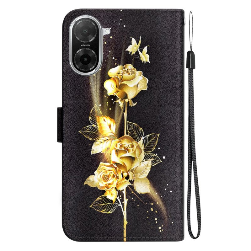 Fodral För Poco C71 Gyllene Fjäril Och Ros