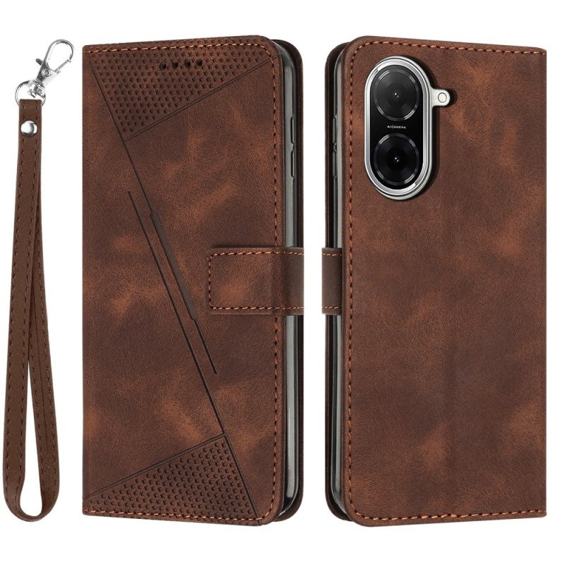 Läderfodral Poco C71 Telefonfodral Linjedesign Med Rem